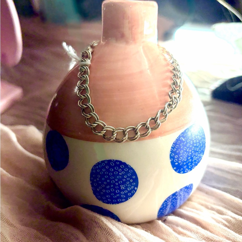 Sterling silver double link bracelet for charms 7”